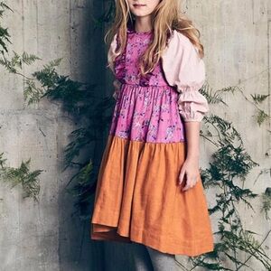 NWT Nellystella Purple Pink Orange Purple Boho Tiered Sundress with Puff Sleeve